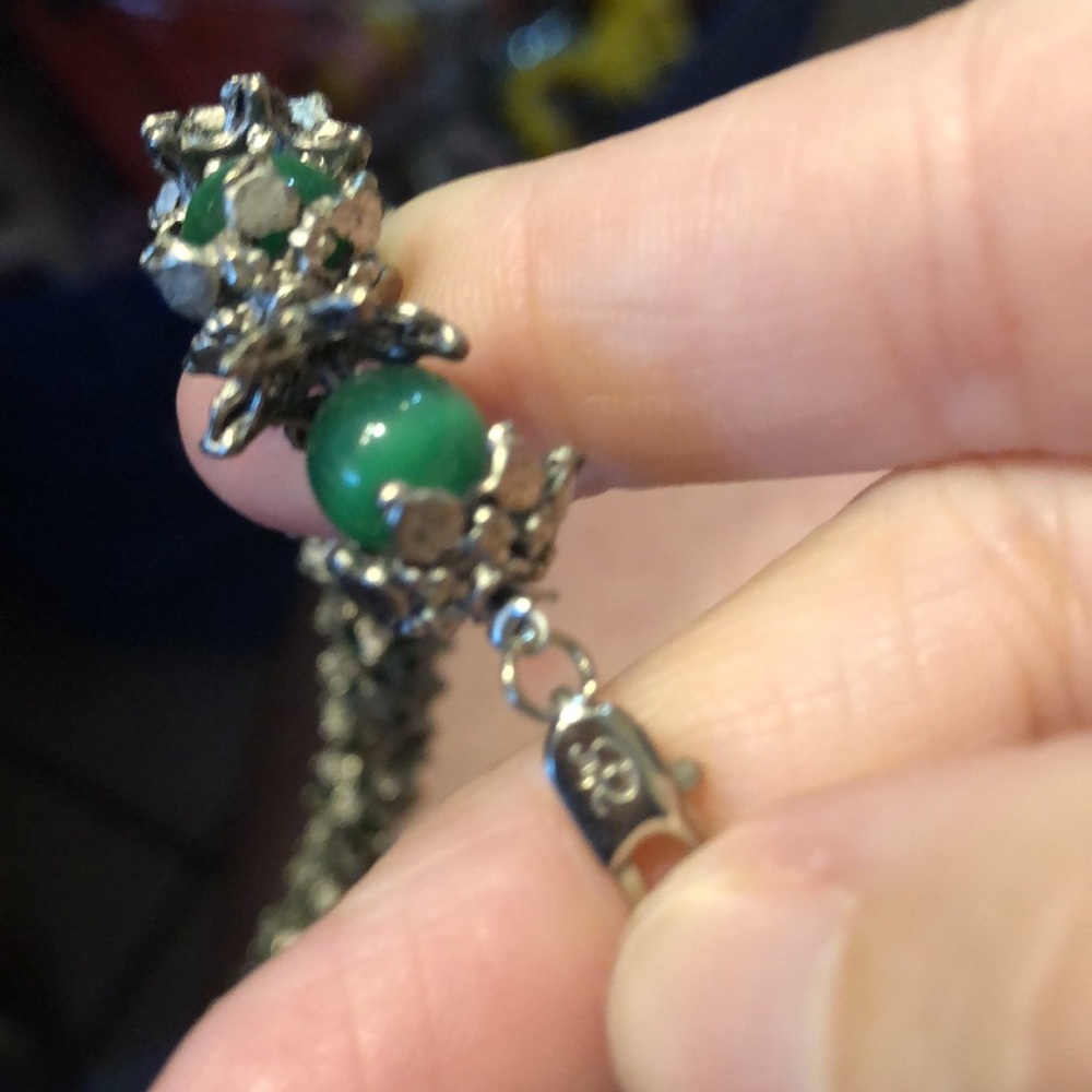 Heavy silver and green glass beads. - Picture 4 of 4